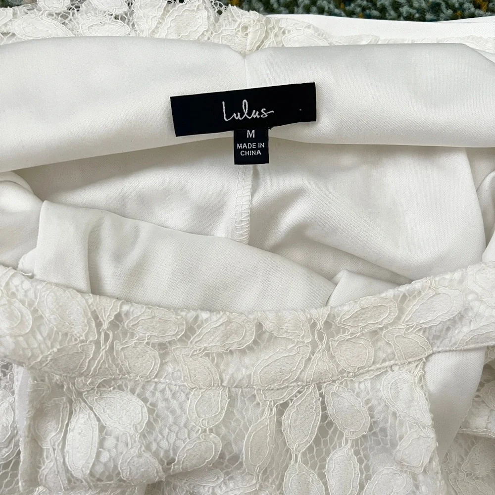 Lulu's White Lace Halter Shift Dress - Picture 7 of 7